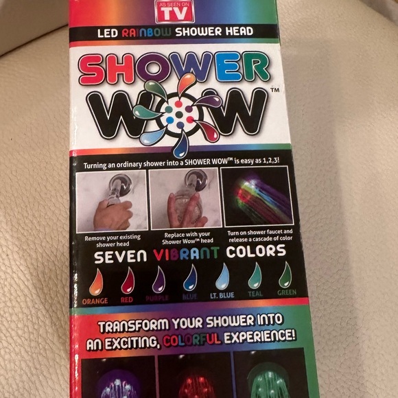 NWT Shower WOW As Seen on TV LED Rainbow Shower Head for a Colorful Experience - Picture 4 of 7